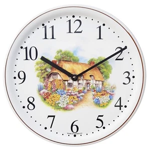 Küchenuhr Wanduhr Dekor Haus Cottage Chalet Quarz-Uhr Wohnraumuhr Keramik-Uhr - Bild 1 von 2