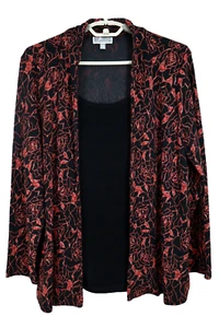 JM COLLECTION Women's Twinset Travel Knit Jacket Tank Floral Multicolor Size PXL - Picture 1 of 15