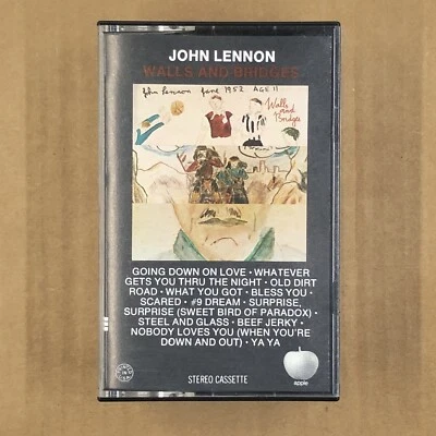 JOHN LENNON Cassette Tape WALLS AND BRIDGES Reissue CLEAR SHELL APPLE LOGO - Image 1 of 4
