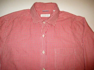TRENERY COUNTRY ROAD DESIGNER MENS NICE RED WHITE CHECK COTTON SHIRT LARGE VGC - Picture 1 of 2