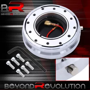Chrome Thin Slim Steering Wheel Quick Release Adapter Hub 6-Bolt Hole Setup Kit - Picture 1 of 4