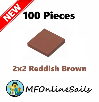 **NEW** 100x Genuine LEGO 2x2 TILES TILE - Reddish Brown - 3068b Bulk Smooth - Image 1 of 4