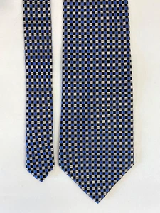 Geoffrey Beene Corbata Seda Gris Negro Azul Micro Cuadros Geométrica A037 - Imagen 1 de 4