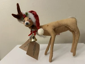 1990 Annalee Mobilitee 7" Weihnachten stehendes Rentier Hirsch mit rotem Hut Glocke süß - Bild 1 von 23