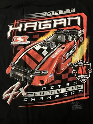 Camiseta negra NHRA DRAG RACING TSR OFICIAL MATE HAGAN TALLA 2X Foto 1 de 4