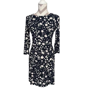 Vestido Vaina Tommy Hilfiger Azul Marino Margarita Estampado Floral Manga 3/4 Talla 2 - Imagen 1 de 10