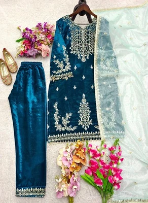 Pakistani Dress Bollywood Ethnic Suit Indian Designer Party Wear Salwar Kameez - Image 1 of 3