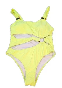 Damen Badeanzug Gr. M 1-teilig neongelb Netz Cutouts, Beachy, Urlaub, Reise - Bild 1 von 12