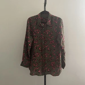 Banana Republic Pieced Silk Boyfriend Shirt Size Large - Picture 1 of 4