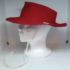 Vintage EDDY BROS Red Wool Cowboy Rodeo Hat w/ Chin Strap KIDS M ~ For Costume? - Picture 1 of 8