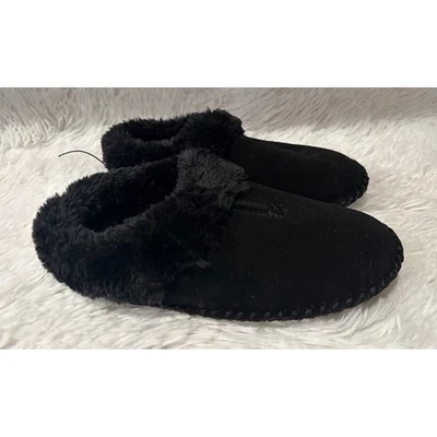 Zuecos pantuflas negras de piel sintética Minnetonka Carolina talla 5 Foto 1 de 2