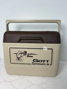 Vintage Gott SportCooler 6 mit Jagd- & Angelszenen braun 6er Pack Kühlbox - Bild 1 von 11