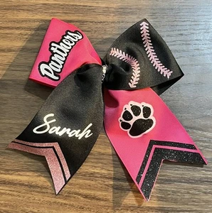 Large Cheer Sports Softball Bows Fully Customizable 30in With Elastic Hair Band - Picture 1 of 2