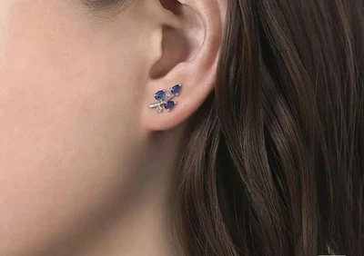 Orecchini a lobo con autentici zaffiri blu naturali con GARANZIA e NUOVI - Immagine 1 di 3