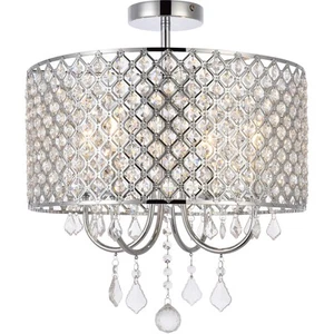 Living District LD710F17C Elise 4 Light 17 inch Chrome Flush Mount Ceiling Light - Picture 1 of 9