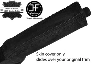 BLACK STITCH HANDBRAKE HANDLE REAL SUEDE COVER FITS MITSUBISHI 3000GT GTO - Bild 1 von 1