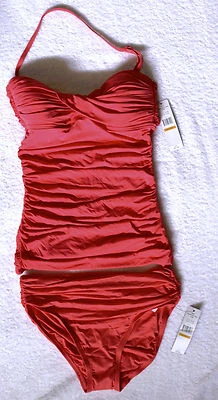 Conjunto Tankini Carmen Marc Valvo Bandeau/Halter Tamanho P/3,4 Varejo $150 - Imagem 1 de 2