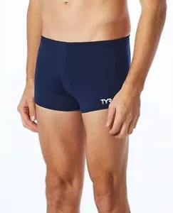 TYR Men's Tyreco Square Leg Pull On Athletic Swimsuit Brief Jammer, Navy, 32 - Picture 1 of 2