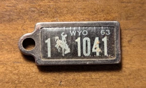 1963 Wyoming DAV Disabled American Veterans Fob Tag Keychain License Plate - Picture 1 of 4
