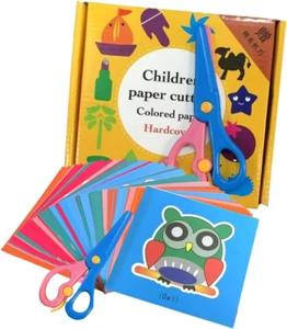 Kinder Bastelschere Papierschnitte Set-Sicherheits-Kunststoffschere mit 96 Blatt - Bild 1 von 9