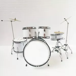 Miniature Drum Set White CUSTOM LOGO Instrument Musical GIFT Handmade 1/6 - Picture 1 of 6