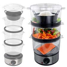 Vaporiera Elettrica in Acciaio Con Timer Cottura a Vapore per Riso Piccola 7,5L