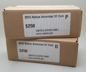 Monedas de dólar nativos americanos 2015 - caja como nuevas de 250 USD - ¡SELLADAS! 1 caja cada una, P&D! - Imagen 1 de 4