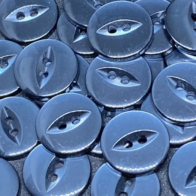 Polyester Fish Eye Buttons Navy Blue Pack of 10 - Image 1 of 1