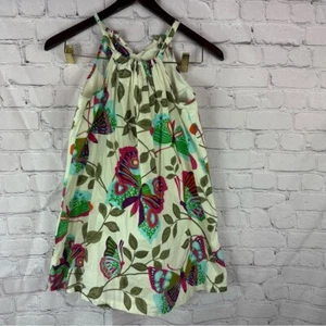 GAP kids Ruched Tie Front Sundress butterfly floral bold bright sz M 8 cotton - Picture 1 of 7