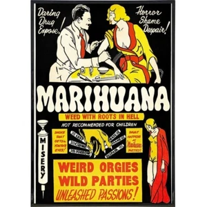 Marihuana Weed With Roots In Hell Movie Poster Old Historic Marijuana Reefer - Picture 1 of 1