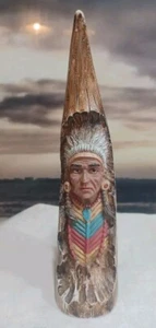 Native American Chief Figurine, Faux Resin Antler. 7" Tall. Good Used Condition - Picture 1 of 7