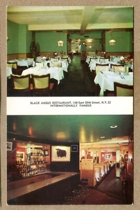NEW YORK CITY, NY. Black Angus Restaurant. AAA Endorsed, Souvenir Postkarte - Bild 1 von 2