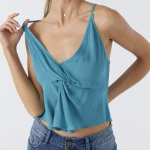 O’Neill Blue Moon Kietrie Twist Front Boho Beachy Tank Top Size Large - Picture 1 of 11