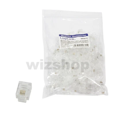 Connettore Plug RJ11 6P4C cavo telefono telefonico Modulare Fax 10 50 100 pezzi - Immagine 1 di 4