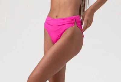 NUEVO CON ETIQUETAS - Parte inferior de bikini Trina Turk 'Mónaco' lado en V cintura alta, rosa pop - talla 6 Foto 1 de 3