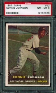 1957 TOPPS #43 Connie Johnson PSA 8 NM-MT - Picture 1 of 1