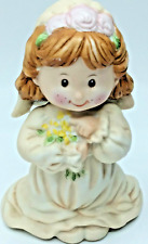 Vintage Ceramic Figurine Russ Berrie Girl Flowers 1985 Cute BX46