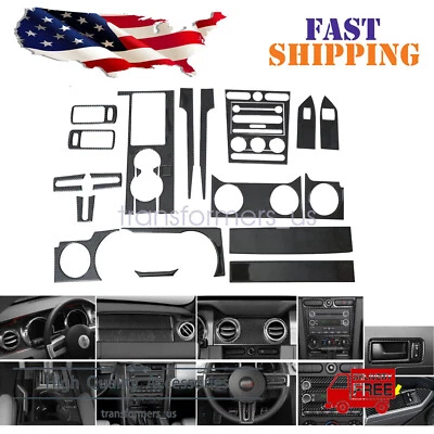 Cubierta interior de fibra de carbono 22 piezas negra para auto Ford Mustang 2005-2009 EE. UU. Foto 1 de 4