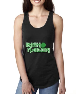Irish Maiden Funny Irish Parody St Patricks Day Ladies Racerback Tank Top - Picture 1 of 6