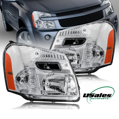 For 2005-2009 Chevy Equinox Halogen Headlight Headlamp Light Chrome Left +Right - Image 1 of 4