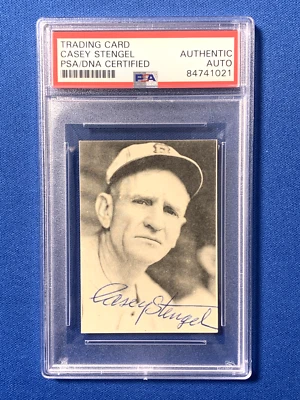 Casey Stengel HOF Autographed 1972 TCMA 'THE 1930s' #216 Brooklyn Dodgers PSA - Image 1 of 2