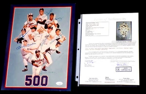 500 Home Run Club MICKEY MANTLE +9 Signed '85 Ron Lewis Color Print JSA 💎 LOA - Picture 1 of 8