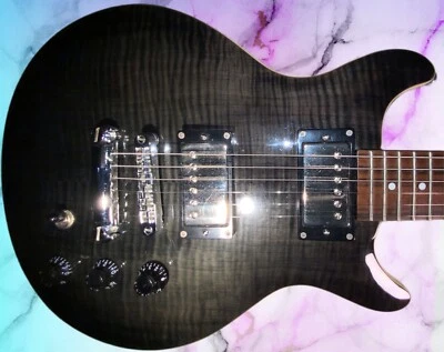 ⚠️ Hamer Japan SATF-LPDC Transparent Black Over Flame Maple!  3A Top! Raging! - Image 1 of 4