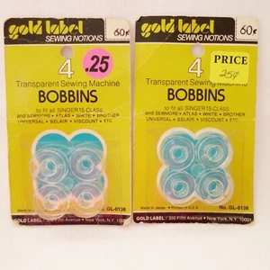 Vintage Gold Label Sewing Notions Universal Sewing Machine Transparent Bobbins - Picture 1 of 4