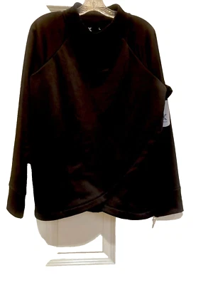 Xersion Athletic Wear Womens Lg  Black Overlap Front Pockets Mock Neck Quick-Dri - Image 1 of 4
