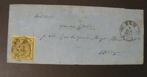 GERMANIA ,GERMANY 1854 WURTTEMBERG Cfra 3K Giallo on letter da ULM a ESSlingen - Picture 1 of 2