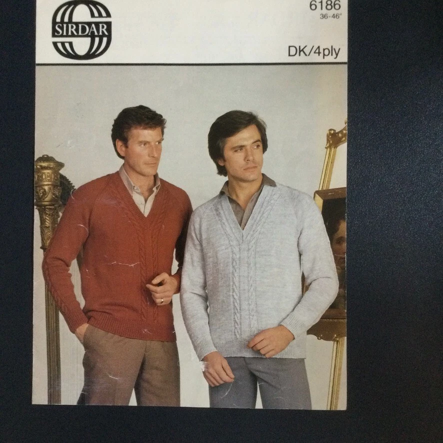 Men's Raglan Sweater 36-46" 4ply DK Sirdar 6186 Vintage Knitting Pattern - Image 1 of 1