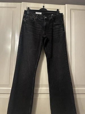 Zara TRF Wide Leg Mid-Rise Full Length Jeans Black - Worn Once UK 12 EU40 - Image 1 of 4