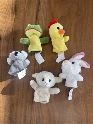 Lote de 5 marionetas Ganz Finger conejito rana cordero koala oso gallo (pollo) buen estado ✨ Foto 1 de 4