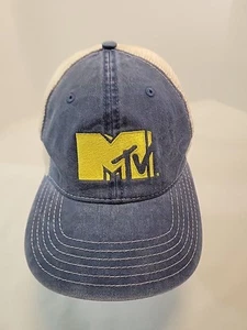 MTV Truckermütze Netzrücken Druckknopflasche blau Denim gelb Logo OS - Bild 1 von 8